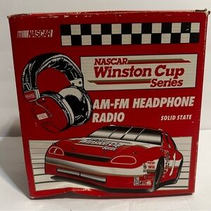 NASCAR Wireless AM FM Radio Headset Winston Cup Motorsports Red Headphone Works